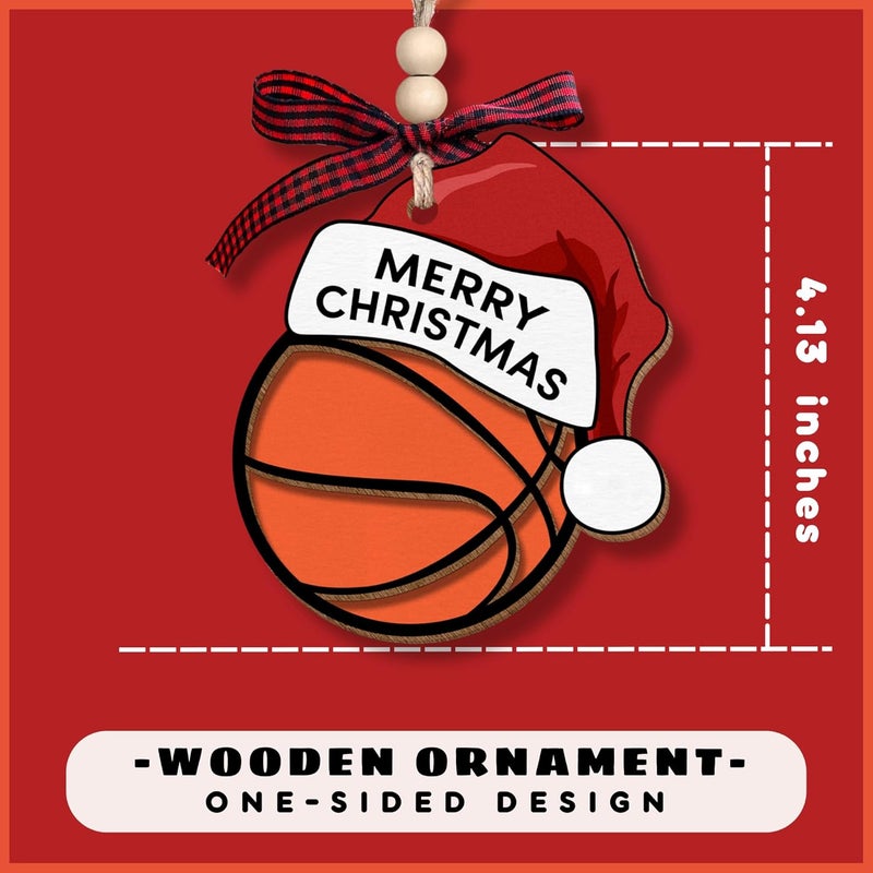 MAPDTWO Basketball Ornament - Basketball Ornaments for Christmas Tree - Sports Ornaments for Tree - Girls Sports Gifts, Team Gifts - 2 Layered Wood Christmas Ornament 2025 - Image 2
